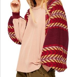 Free People Rainbow Sleeves Batwing Knit Top